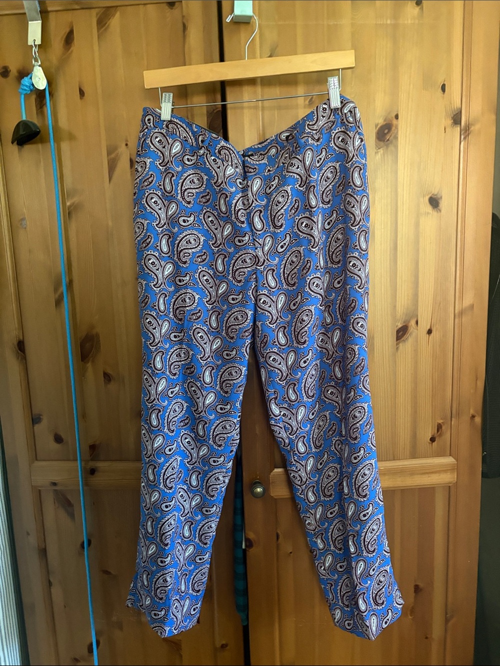 Banana Republic Blue Paisley Straight-Leg Pants